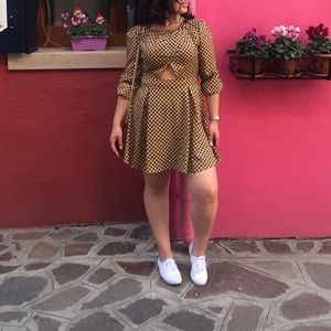 Cut Out Skater Dress in Square Print